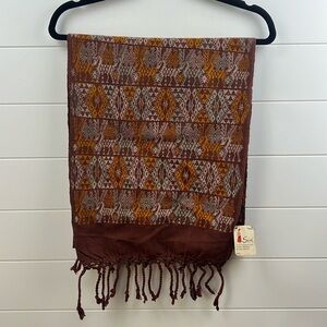 Beautiful table runner made in Guatemala mustard yellow and rust color boho